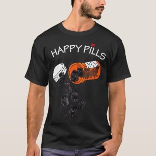 Svartvit katt av lycklig Pills T Shirt