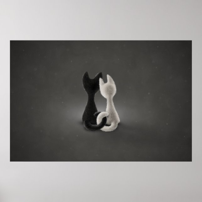 Svartvit katt (Färg 2) Poster (Framsidan)