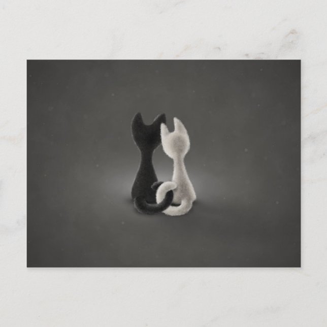 Svartvit katt (Färg 2) Vykort (Framsida)