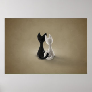 Svartvit katt (Färg 3) Poster