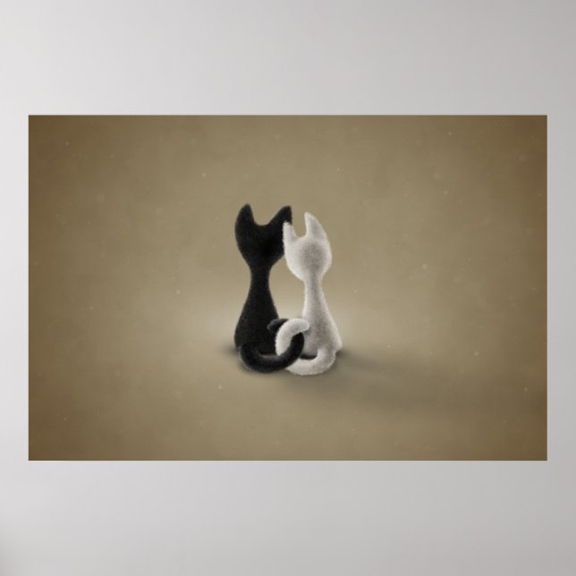 Svartvit katt (Färg 3) Poster (Framsidan)