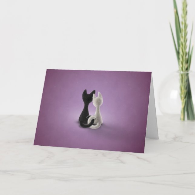 Svartvit katt (Färg 4) Helgkort (Framsida)