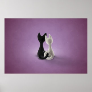 Svartvit katt (Färg 4) Poster