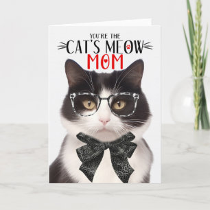 Svartvit katt för Pet Mamma på Mors dag Helgkort