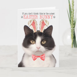 Svartvit katt i Bunny Öron för Påsk Helgkort