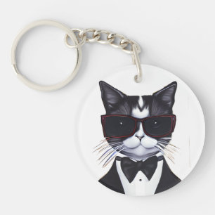 Svartvit katt i en Tuxedo- och Bow Tie