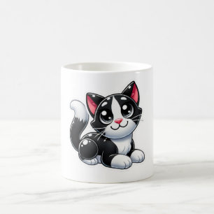 Svartvit katt kaffemugg