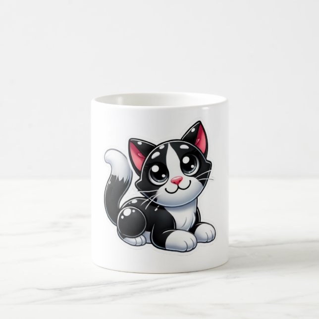 Svartvit katt kaffemugg (Center)