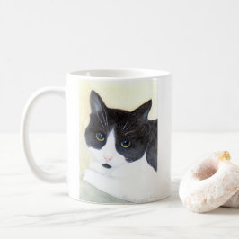Svartvit katt kaffemugg