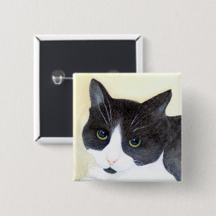 Svartvit katt knapp