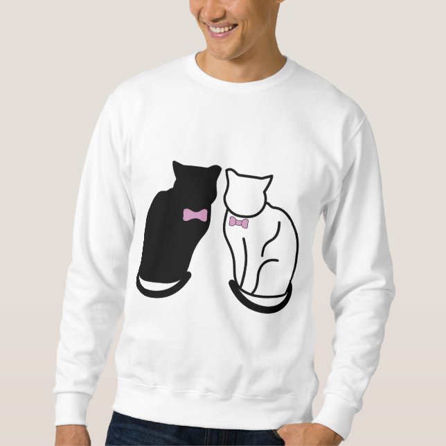 Svartvit katt lång ärmad tröja (Framsida)