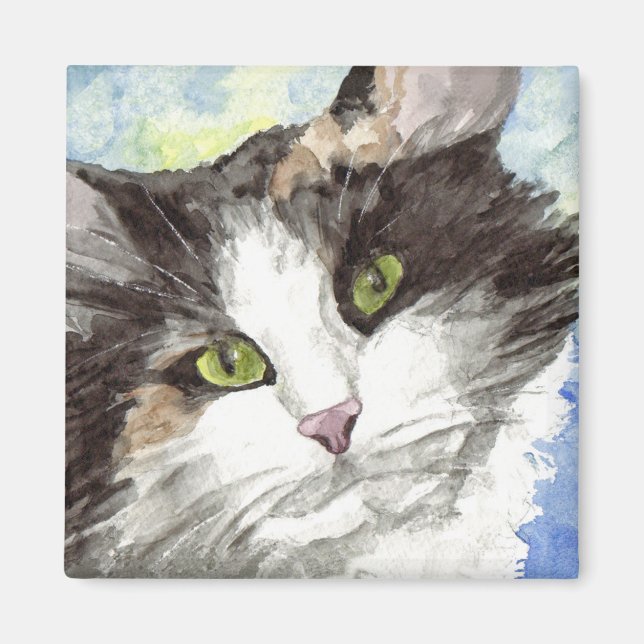 Svartvit katt magnet (Framsidan)