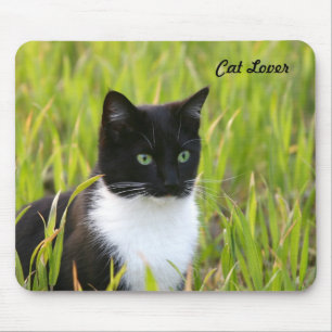 Svartvit katt Mousepad Musmatta