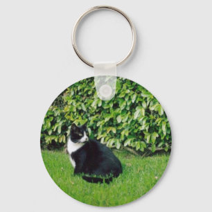 Svartvit katt nyckelring