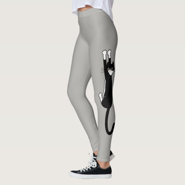 Svartvit katt på | Funny Tuxedo Cat Leggings (Vänster)