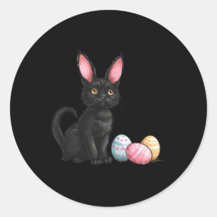 Svartvit katt Påsk, svart katt Påskägg, påsk Dag, Runt Klistermärke