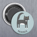 Svartvit katt, Personlig Magnet<br><div class="desc">Lite svart och vit kattkatt på en anka-äggblå bakgrund,  perfekt för djur och djurälskare. Ändra namn för att anpassa sig. Originalkonst av Nic Squirrell.</div>