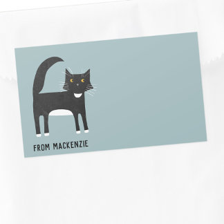 Svartvit katt, Personlig Rektangulärt Klistermärke
