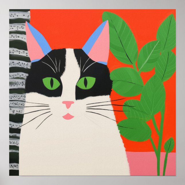 Svartvit katt poster (Framsidan)