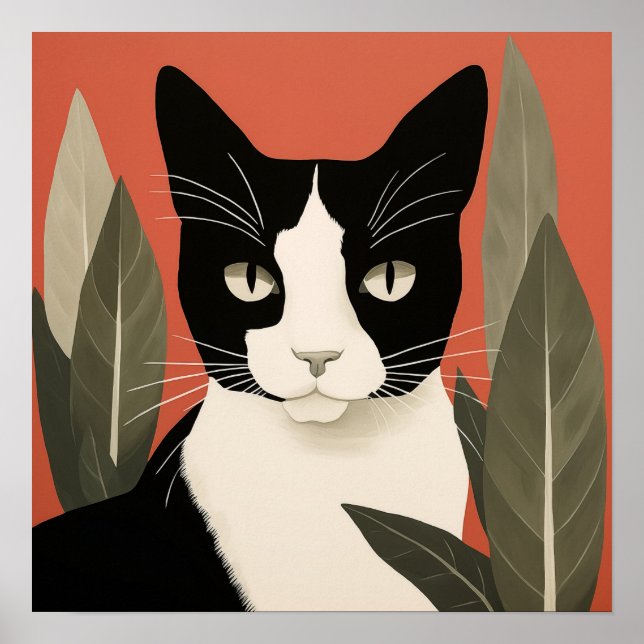 Svartvit katt poster (Framsidan)
