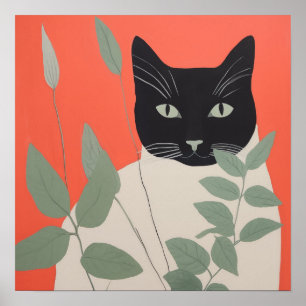 Svartvit katt poster