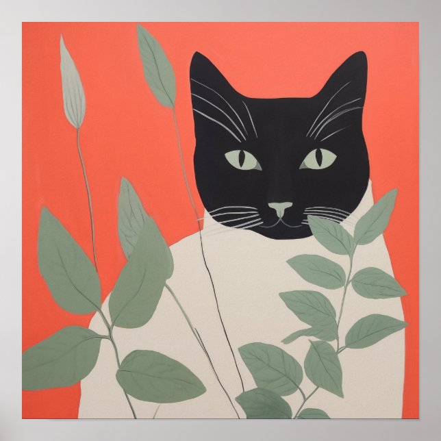 Svartvit katt poster (Framsidan)