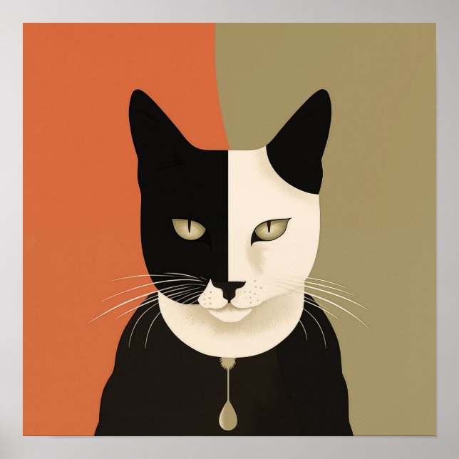Svartvit katt poster (Framsidan)