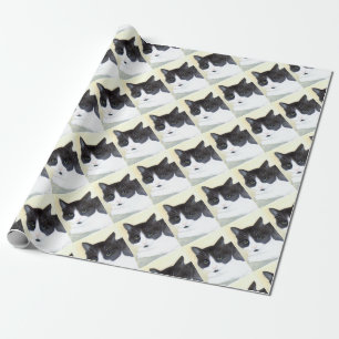 Svartvit katt presentpapper