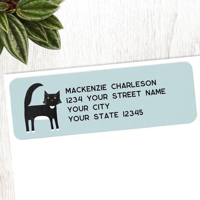 Svartvit katt, Returadress Etikett (Black and white tuxedo cat return address label)