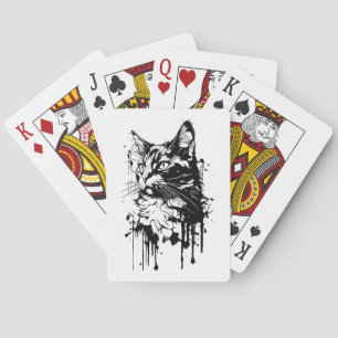 Svartvit katt Stänk Casinokort