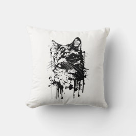 Svartvit katt Stänk Kudde