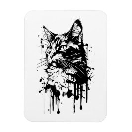 Svartvit katt Stänk Magnet