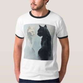 Svartvit katt Stare Ringer T-Shirt