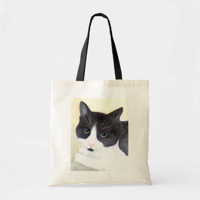 Svartvit katt tygkasse (Framsidan)