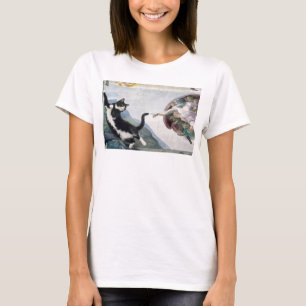 Svartvit katt vidrör den gudomliga tassen t shirt