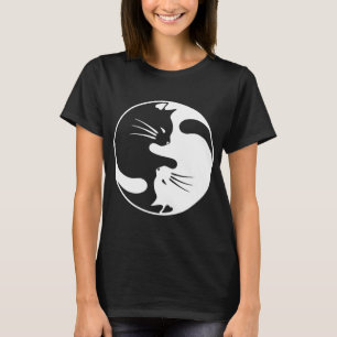 Svartvit katt Yin och Yang T-shirt för kvinnor oc