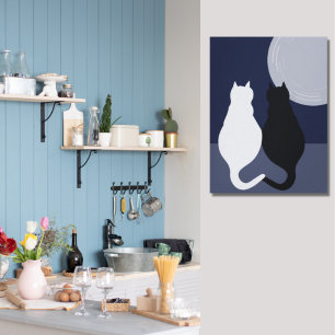 Svartvit katter i fullt Kanvastryck