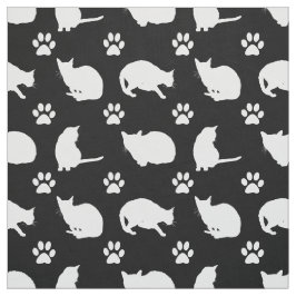 Svartvit katter och Tassar Skriv ut Fabric Tyg