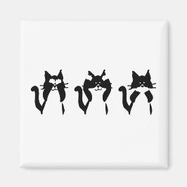 Svartvit katter | Tre Wise Kattunge Magnet
