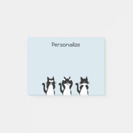 Svartvit katter | Tre Wise Kattunge Post-it Block