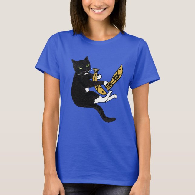 Svartvit kattfiske T-skjorta T Shirt (Framsida)