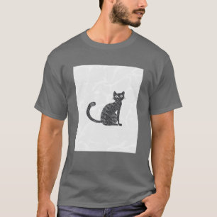 Svartvit kattikon Vintage Kitten Djurälskare O T Shirt