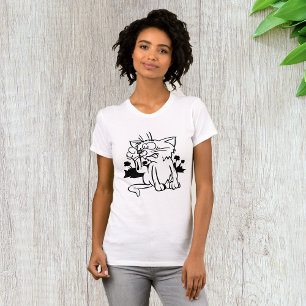 Svartvit kattkvinna T-Shirt