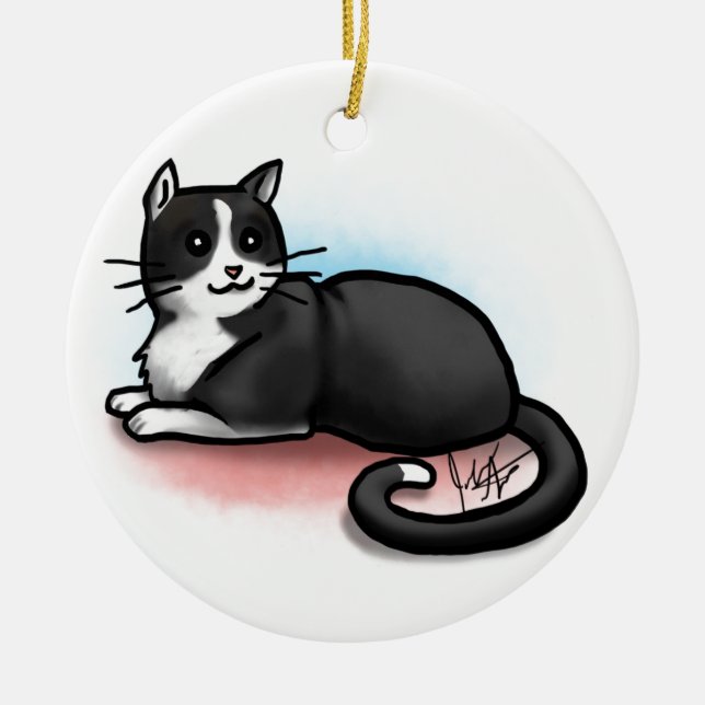 Svartvit kattprydnad - - kattunge Lee Julgransprydnad Keramik (Framsidan)