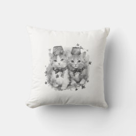 Svartvit kattungar med hattar kudde