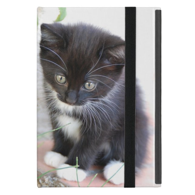 Svartvit kattunge iPad mini skal (Framsidan Closed)