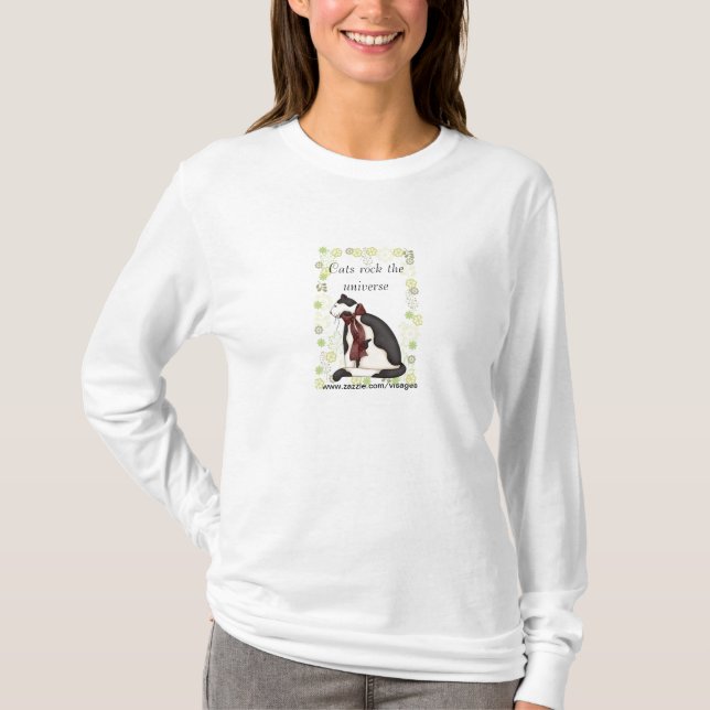 Svartvit Kattunge med hjärter Tee Shirt (Framsida)