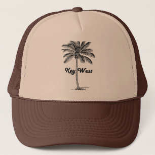 Svartvit Key West Florida & handflatandesign Truckerkeps