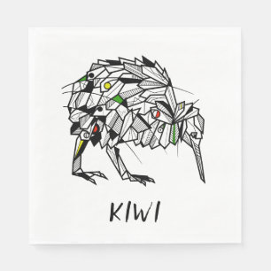 Svartvit kiwi-fågel pappersservett