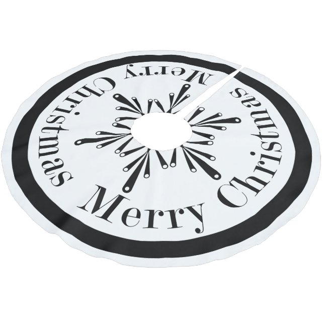 Svartvit kjol för julSnowflaketräd Julgransmatta Borstad Polyester (Vinklad)